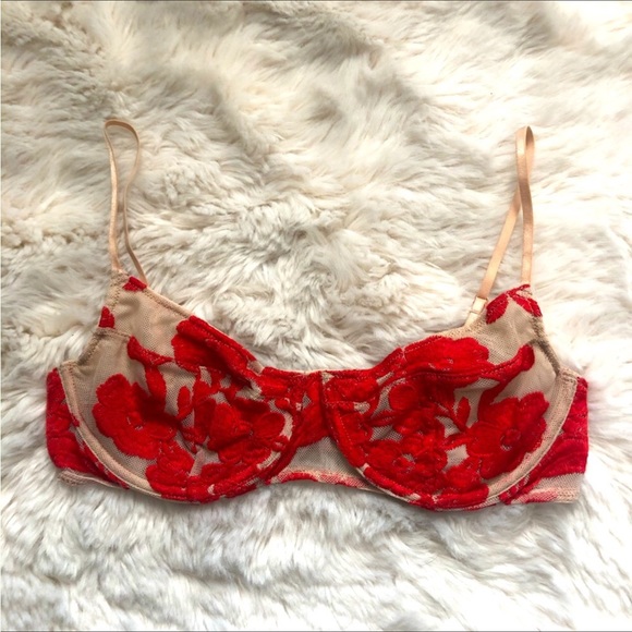 For Love And Lemons Other - For Love and Lemons skivvies floral embroidered mesh bra